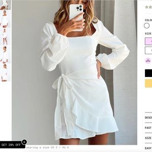 Princess Polly Short White dress in size 6